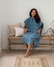 Load image into Gallery viewer, Border Classic Stripe Poncho - Slate Blue
