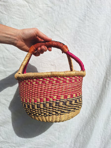 Round basket - Pink & Black