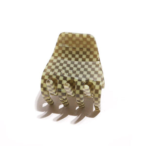 Petite Claw Clip - Olive Checkers