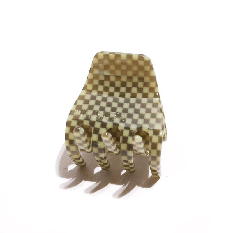 Petite Claw Clip - Olive Checkers