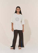 Load image into Gallery viewer, Oversized Hemp Circular Print T-Shirt - Raw/Dark Brown
