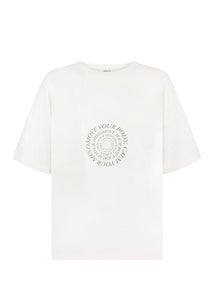 Oversized Hemp Circular Print T-Shirt - Raw/Dark Brown