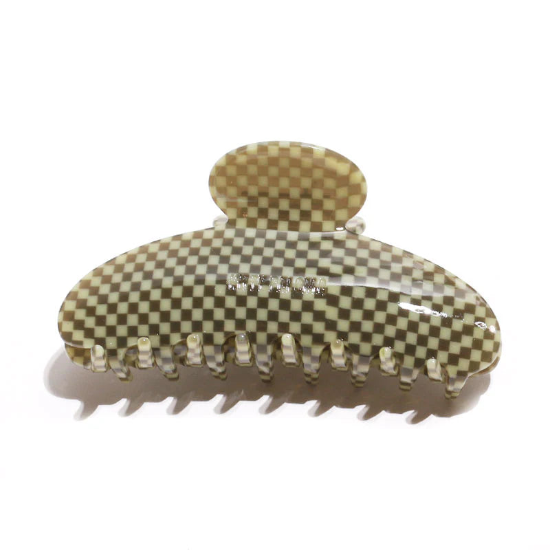 Grande Claw Clip - Olive Checkers