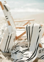 Load image into Gallery viewer, The Beach Towel - Black Two Stripe
