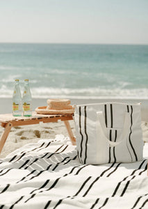 Beach Blanket - Black Two Stripe