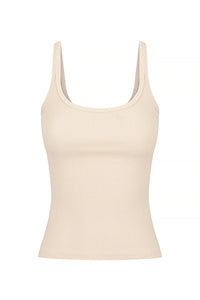 Basic Beige Ribbed Cotton Tank