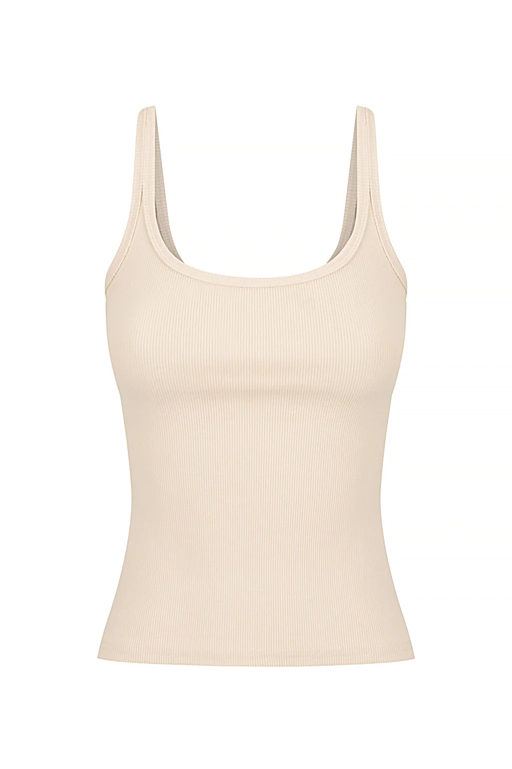 Basic Beige Ribbed Cotton Tank