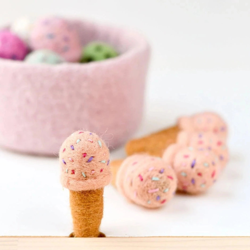 Felt Ice Cream - Peach with Sprinkles