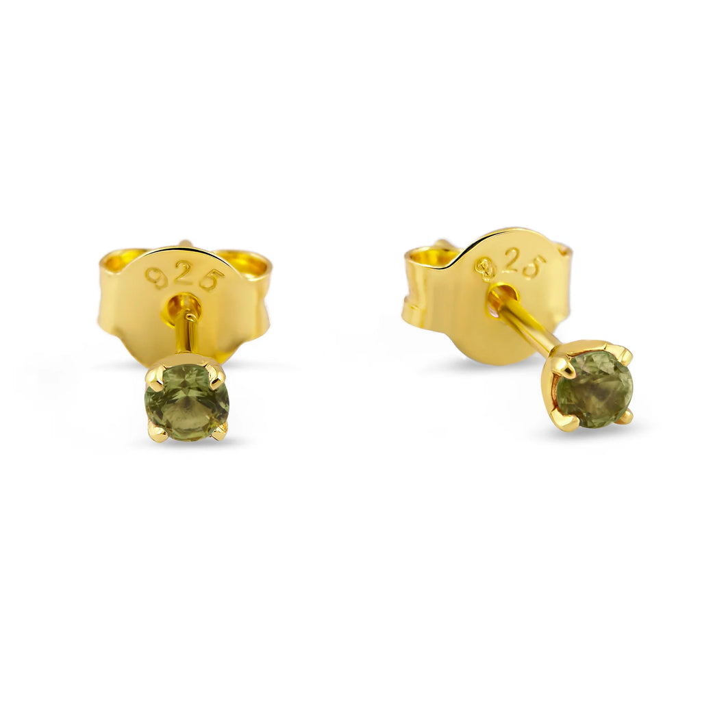 Delicate Peridot Studs Gold