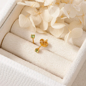 Delicate Peridot Studs Gold
