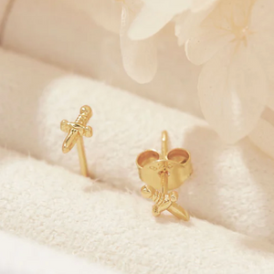 Tiny Dagger Studs Gold