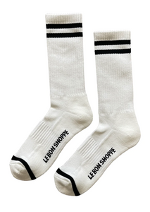 Boyfriend Socks (extended sizing) - Classic White