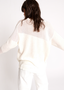 Shattered Crew Knit Sweater - White