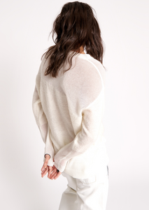 Shattered Crew Knit Sweater - White