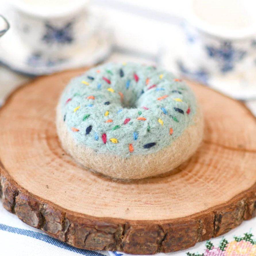 Felt Donut (Blue Vanilla Frosting & Rainbow Sprinkles)