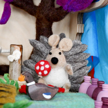 Load image into Gallery viewer, Felt Hedgehog with Mushroom Toy
