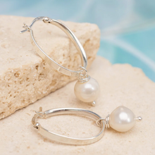 Load image into Gallery viewer, Mirage Twist Pearl Hoops
