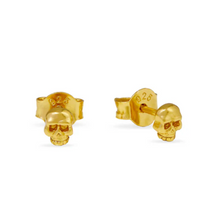 Load image into Gallery viewer, Tiny Skull Studs Gold
