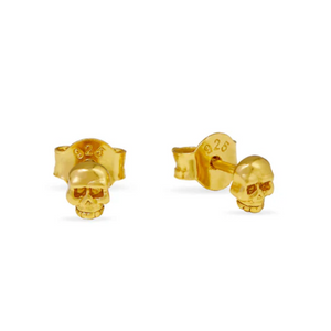 Tiny Skull Studs Gold