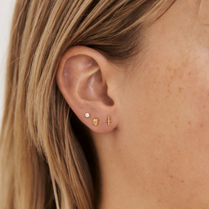 Tiny Skull Studs Gold