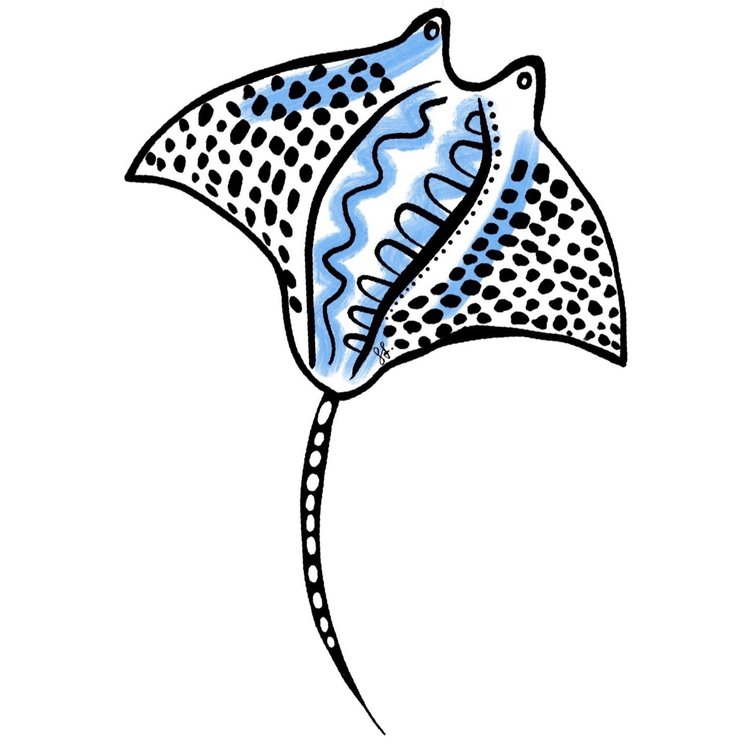Manta Ray Black Sticker