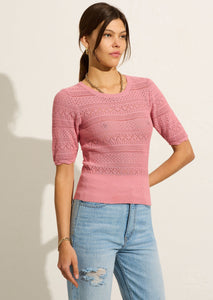Mila Crochet Tee - Dusty Rose (Size S)