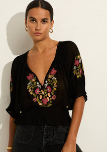Embroidered Coralie Blouse - Black (XS)