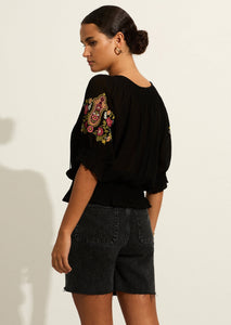 Embroidered Coralie Blouse - Black (XS)