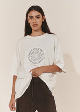 Load image into Gallery viewer, Oversized Hemp Circular Print T-Shirt - Raw/Dark Brown
