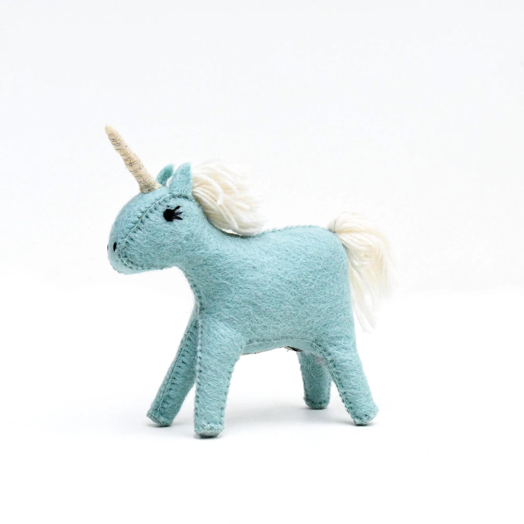 Felt Blue Unicorn Toy
