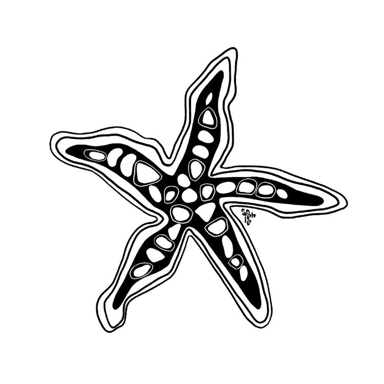 Sea Star Sticker Black