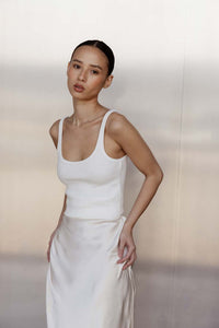 Basic Ivory Ribbed Cotton Tank