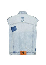 Load image into Gallery viewer, Depeche Blue Oversized Denim Trucker Sleeveless Jacket
