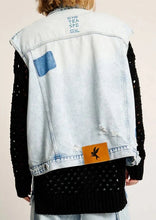Load image into Gallery viewer, Depeche Blue Oversized Denim Trucker Sleeveless Jacket
