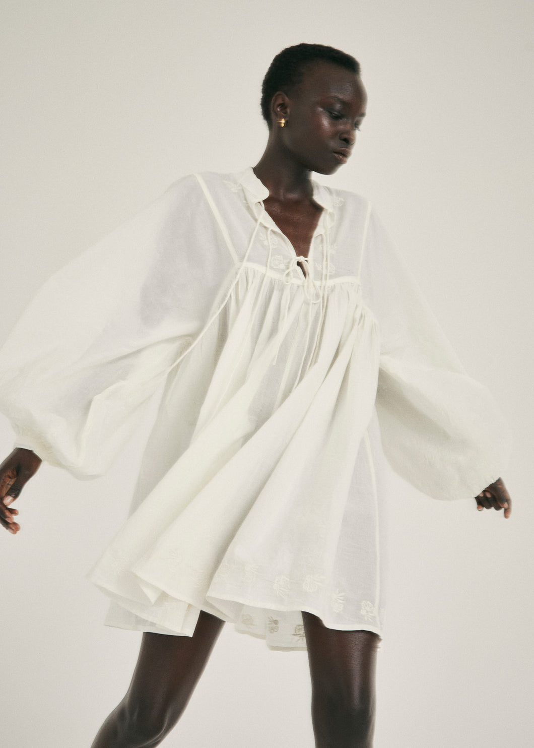 Rae Recycled Cotton Marrakesh Mini Dress - Bright White