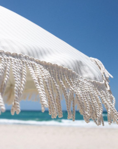 Premium Beach Umbrella - Lauren's Sage Stripe
