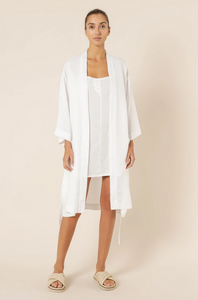 Nude Lounge Linen Robe (White)